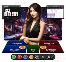 Antarmuka permainan SA Gaming yang menampilkan video dealer langsung dan kontrol taruhan